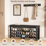 IUNVR Shoe Rack Bench Seat Rubberwood 3-Tier Wooden Storage Bench 550lbs Compact Mid-Century Modern Design for Entryway, Hallway, Closet, Front Door Entrance, Foyer