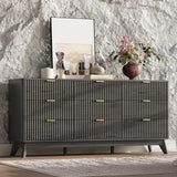 63" Wide Fluted 9 Drawers Dresser for Bedroom,Curved Edge,Black