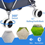 Shopping Carts for Groceries Foldable Rolling Trolley with 360° Double Front Swivel Wheels Waterproof