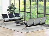 3-Seat Waiting Room Bench - PU Leather Waiting Room Chairs with Arms & Non-Slip Foot Mats