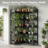 GTPLAYER 5-Tier Corner Bookshelf, L-Shaped Metal Frame Shelf with Tall 14" Shelves, Plant Stand and Storage Rack for Small Spaces, Living Room and Home Office, Black