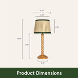 Natural Wood Color Wood Base Table lamp,8x8x18 inch Country Style Desk lamp,Modern Pleated lampshade Suitable for bedrooms and Offices Pack of 2 (Bulbs Not Included)
