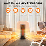 Minthouz Space Heater - 1500W PTC Ceramic Tower Heaters for Indoor Use with Adjustable Thermostat, Timer and Remote Control, Quick 1s Heat-up 70° Oscillation Electric Heater for Office, Bedroom, Room
