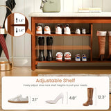 FAGAGA Shoe Bench with Flip-Top Storage, Solid Wood Entryway Bench with Cushion, Adjustable Shelf, Shoe Rack Front Door Entrance Organizer for Hallway, Living Room, Mudroom (Beige, 47.2" L)