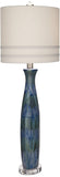 Possini Euro Design Annette 38" Tall Large Modern Coastal End Table Lamps Set of 2 Blue Drip Finish Ceramic Off-White Shade Living Room Bedroom Bedside Nightstand House Office Home (Colors May Vary)