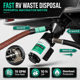 LATCH.IT V2.0 RV Macerator Pump 12VDC | 12-15GPM Macerator Pump for RV | 10-Feet Lift RV Waste Pump Macerator | Self-Priming & Portable | Portable RV Waste Pump w/Fittings, Hoses & Clamps!