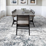 12x18 Washable Area Rug: Extra Large Abstract Living Room Rugs BlueGray