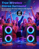 KMAG Large Party Bluetooth Speaker, 260W Peak Powerful Loud Sound with Deep Bass, 15Hr Playtime, Fast Charge, RGB Cool Light Show, TWS, Portable for Outdoor Beach, Camping, Backyard, Work, Home (Red)