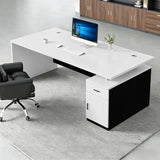 WYBFCWY Executive Office Desk with Storage Cabinet,Large Computer Desk for Home Office,Boss Table,Business