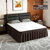 ANARACHON Twin Bed Skirt, Elastic Wrap Around Bed Skirt Twin Size, Bed Skirts for Adjustable Bed, Easy Fit with 18" Drop Length Tailored Drop Dust Ruffle (Brwon)