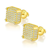 S925 Silver Hip-Hop Style Square Diamond Unique Stud Earrings