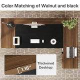 78" L-Shaped Executive Desk, Large Modern Office Desk with Drawers and File Cabinet, Business Furniture (Light Walnut + Black)