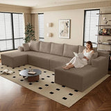 160" Cloud Sectional Boneless Couch U Shaped with Double Chaise, Comfy Corduroy Modular Sectional Couches for Living Room
