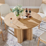 T4TREAM 47" Fluted Round Dining Table for Kitchen Living Room, Natural Oak