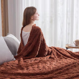 NEWCOSPLAY Super Soft Twin Blanket Coffee Premium Silky Flannel Fleece 3D Checkered Lightweight Bed Blanket All Season Use (Coffee Checkered, Twin(60"x80"))
