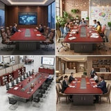 15FT Large Conference Table, 16-18 Person Rectangular Office Meeting Table