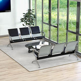 3-Seat Waiting Room Bench - PU Leather Waiting Room Chairs with Arms & Non-Slip Foot Mats