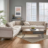 Merax Chesterfield Sofa, Retro Upholstered 6 Seater Rolled Arm