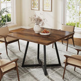 Industrial Dinner Table with Metal Base, Kitchen Table for Dining Room, Small Space, Apartment