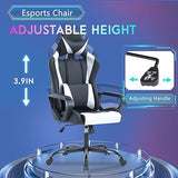 PayLessHere Ergonomic Racing Desk Chair Gaming Chair Computer Chair with Armrests 360° Swivel & Caster Pu Desk Task Chair (White)