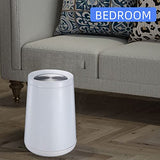 BRIEFHUMAN Household Swing White Bathroom Trash Can，Brushed Stainless Steel