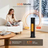 FLANUR Space Heaters for Indoor Use Large Room, 1500W Portable Electric Heater with Remote, 5 Modes, Safety Protection & Child Lock, 12H Timer, Oscillation Heater for Bedroom Home Office Black 1Pack