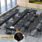 Modern Conference Table, Folding Conference Room Table with Rolling Wheels, Stackable Flip Top Mobile Training Table Modular Seminar Meeting Tables for Office
