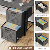 SEDETA L Shaped Gaming Desk, Reversible Computer Desk with Fabric Drawers