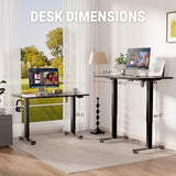 Veken 47.2" Standing Desk, Adjustable Height Office Desk with Wood Desktop, Computer Table, Black