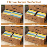 59" File Cabinet, 2 Drawers Filing Cabinets for Home Office fit Legal/Letter/A4 File