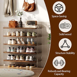 YQJJGL Shoe Rack for Entryway, Solid Wood and Acrylic Structure Shoe Stand, 5-Tier Modern Shoe Shelf, Ideal for Small, Living Room and Walk-in Closet