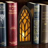 Wnsamodyy Solid Wood Fantasy Book Nook Shelf Insert - Handcrafted Bookends with Remote Control & Timer, Magical Moroccan Bookshelf Decor Night Light, Unique Gifts for Book Lovers Readers