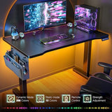 Electric Standing Desk with LED Lights,48 x 24 Inch Height Office Desk with 3 Memory Preset