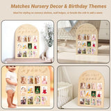 My First Year Photo Board, 12 Months Big Wooden Baby Milestone Display Frame, 1st Birthday Decorations Girl Boy Nursery Keepsake Gift for New Mom, My First Photo Album for Baby