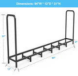 Tikimilor 8ft Firewood Rack Holder, Adjustable Heavy Duty Fire Log Stacker Stand for Fireplace, Outdoor Indoor Metal Wood Pile Storage Organizer, Patio Logs Stand tool, Black