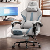 LUCKRACER Big and Tall Gaming Chair, 350Lbs Heavy Duty Office Chairs High Back Computer Chairs with Foot Rest Wide Cushion Lumbar Support Desk Chair Comfy for Adults Breathable Fabric, Light-Grey