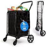 Rust‑Proof Steel Frame, 70 lb Capacity – Portable Grocery, Laundry & Travel Cart