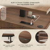 Executive Standing Desk with Drawers & Storage, 70.8'' Adjustable Electric Stand Up Wood Desk with Privacy Panel