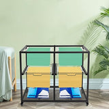 2 Tiers Rolling File Cart, 4 Compartments Mobile Hanging File Cabinet with Pull-Out Drawer