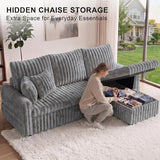 KCGKCG 81" Sectional Sleeper Sofa Bed with Storage Chaise & USB Charging