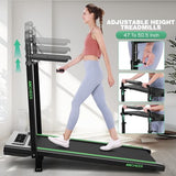 Treadmill with Desk Workstation & Adjustable Height, 450 LBS Weight Capacity, Folding Treadmill with 15% Incline, Bluetooth Speaker & App, Portable 3.5HP Walking Pad