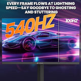 CRUA 27" FHD 540Hz IPS Gaming Monitor, FreeSync, Adjustable Vertical Pivot