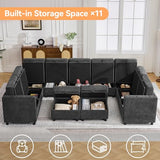 127'' Oversized U Shaped Modular Sofa, Sectional Couches with Storage for Living Room