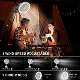 LETOUR Camping Fan with Led Light,Rechargeable Camping Fan 4 Speed Modes Ten Fan with Hanging Hook for Travel Camping Tent Office
