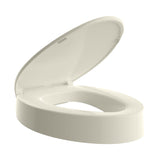 Ccbello ELONGATED toilet seat risers for seniors, Slow Close, Elevated toilet seat, Heavy Duty, Never Loosen, Raised toilet seat elongated bowl, Almond/Bone(18.5”)