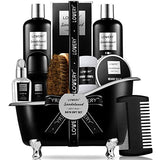 Gifts for Men, Fathers Day Gifts for Dad Body And Wash Gift Set Beard Kit and Body Care, Sandalwood Spa Baskets, Bath and Beard Grooming Kit, for Husband, Beard Balm Growth Oil