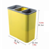This 3-Cartment Waste Basket for Bathroom & Kitchen Pull-Out Recycling Bin & Trash Can 20L Under-Counter Trash Can for Office Cact & (Color: Yellow)