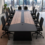 8FT Conference Table with Push-Pull Charging Station, Rectangular Conference Room Table for 8-12 People