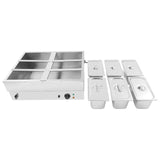 6 Pot Electric Food Warmer Steamer Buffet Server Heater Countertop Plate 850W Buffet Food Warmer Steam Table Large Capacity for Catering, Restaurant, Party