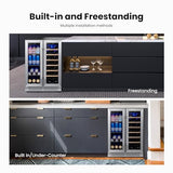 Yeego 24 Inch Wine and Beverage Cooler with 60 Cans and 20 Bottles